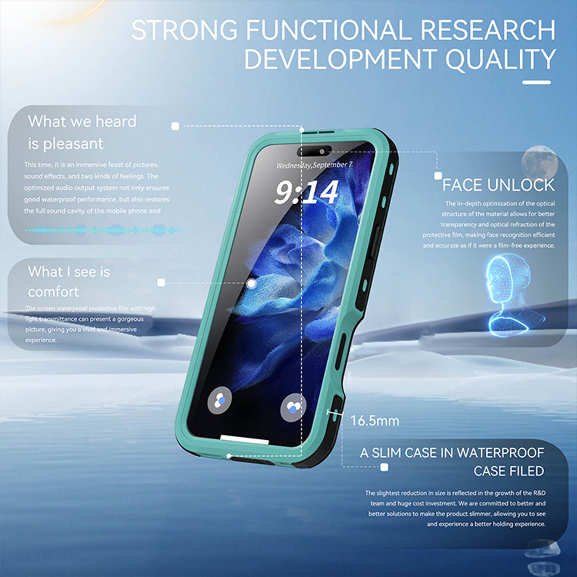 Ultramarine Technology IP68 Waterproof Phone Case Hand Lanyard - Full Protection & Dustproof - iPhone 16 Pro Max