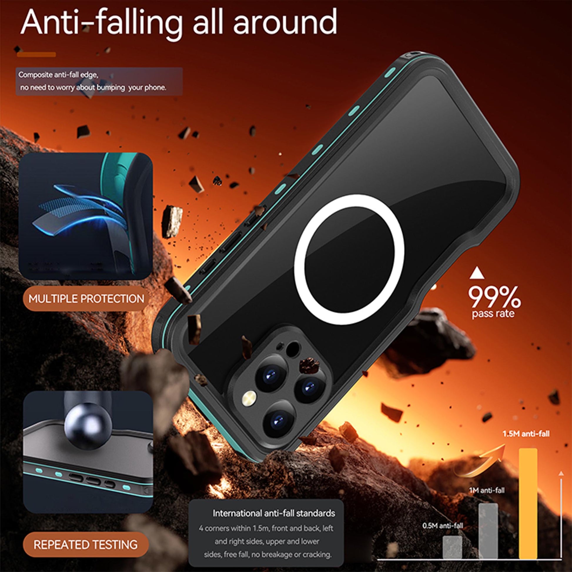 Ultramarine Technology IP68 Waterproof Phone Case Hand Lanyard - Full Protection & Dustproof - iPhone 16 Pro Max