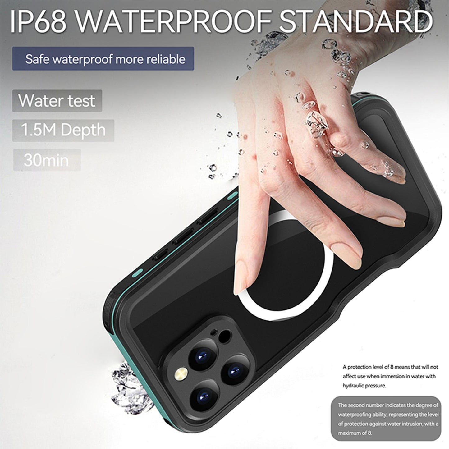 Ultramarine Technology IP68 Waterproof Phone Case Hand Lanyard - Full Protection & Dustproof - iPhone 16 Pro Max
