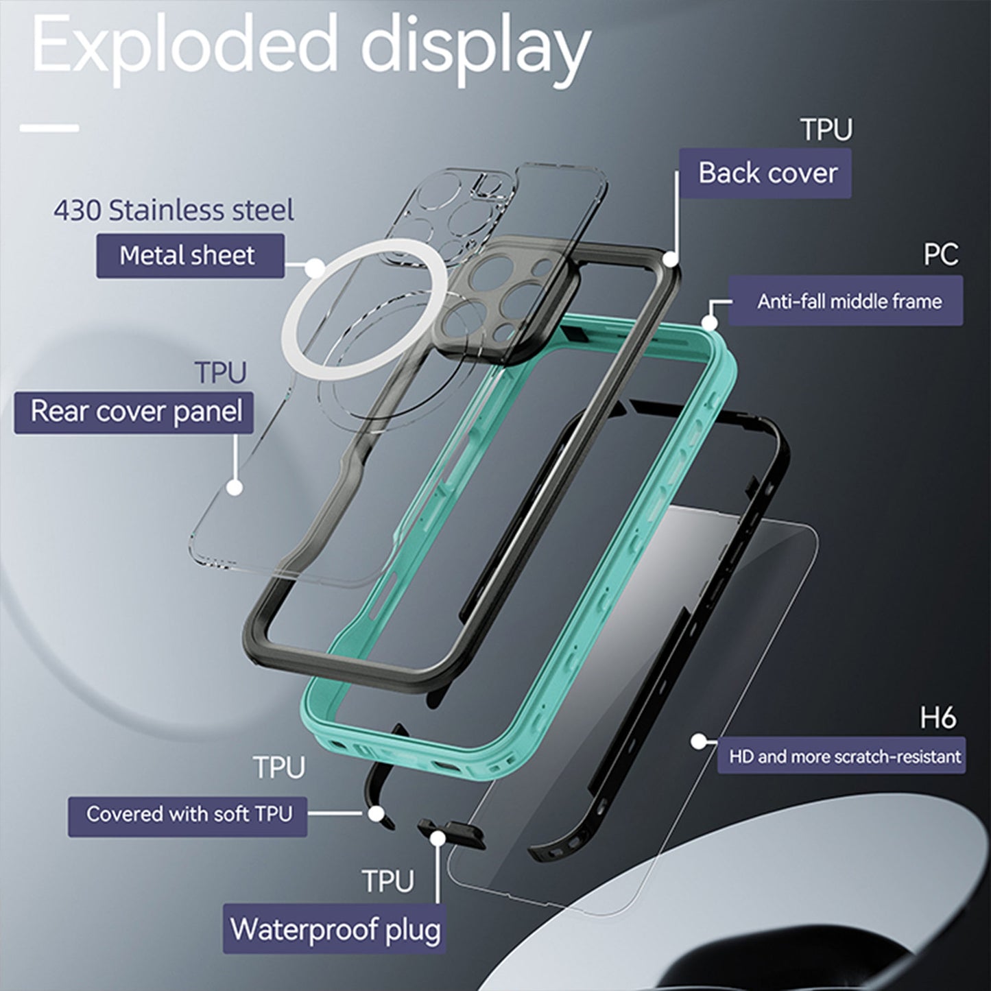Ultramarine Technology IP68 Waterproof Phone Case Hand Lanyard - Full Protection & Dustproof - iPhone 16 Pro Max