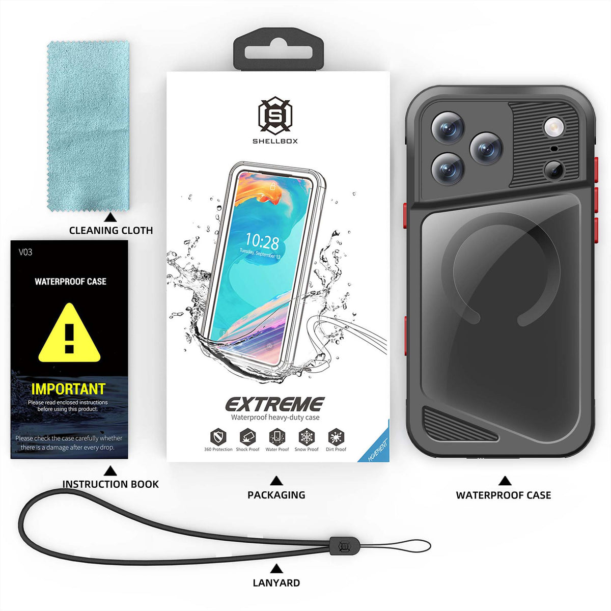 Ultramarine Technology with IP68 Waterproof Phone Case with Camera Button | 360 Full Body