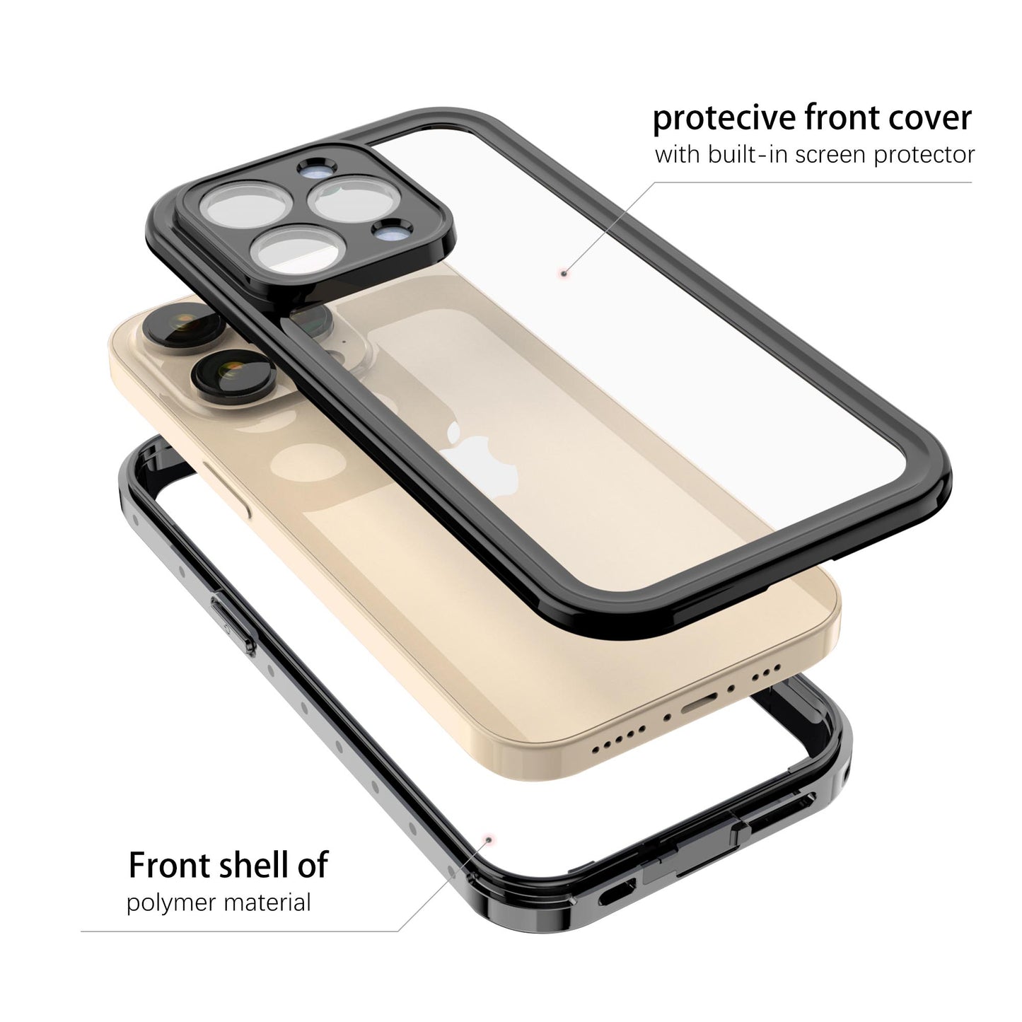 Ultramarine Technology IP68 Waterproof Rugged Phone Case with Magnetic Function & Screen Protector - iPhone 14 Pro Max