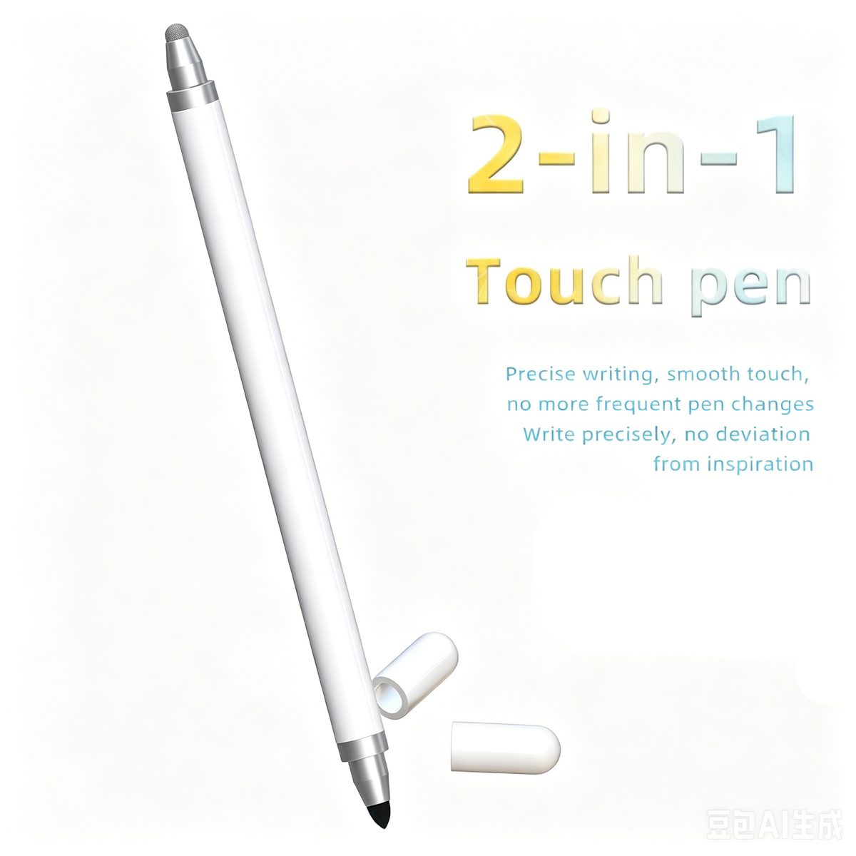 Ultramarine Technology iPad iPhone Android Commander Gradient 2-in-1 Capacitive Stylus Pen White Color