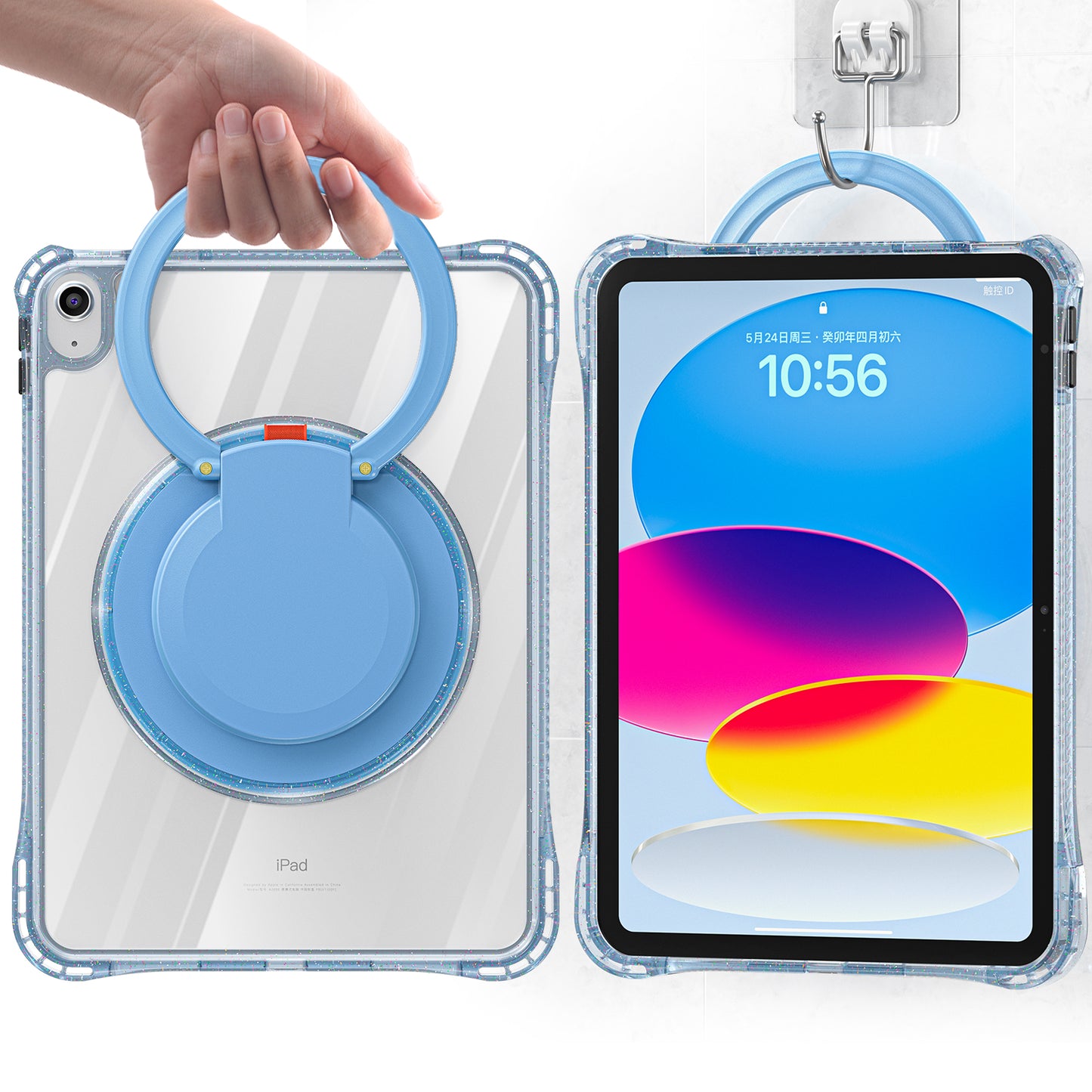 Defense Hook Stand Apple iPad 7 Case Transparent Rotating