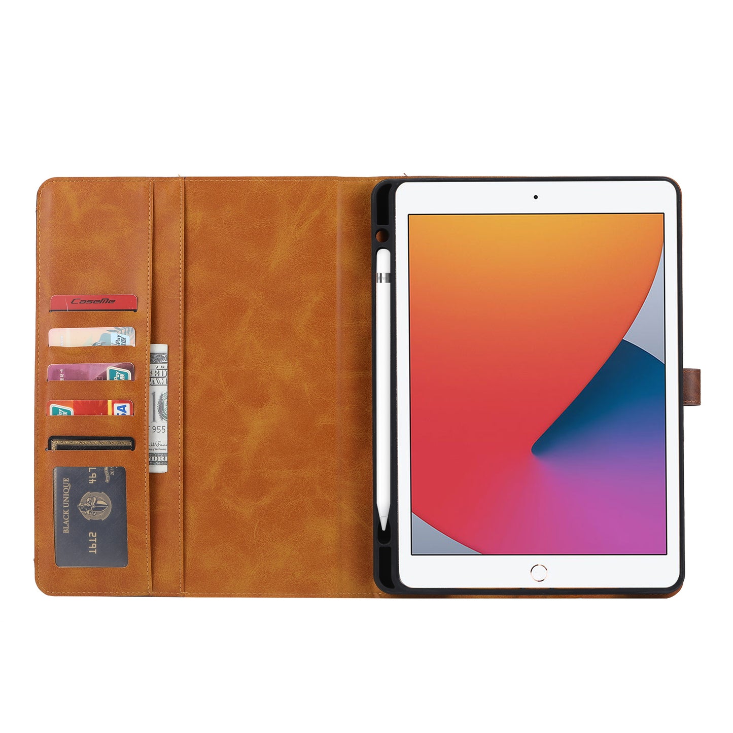 Buckle Retro Leather iPad 8 Case Stand Multi-card Slots