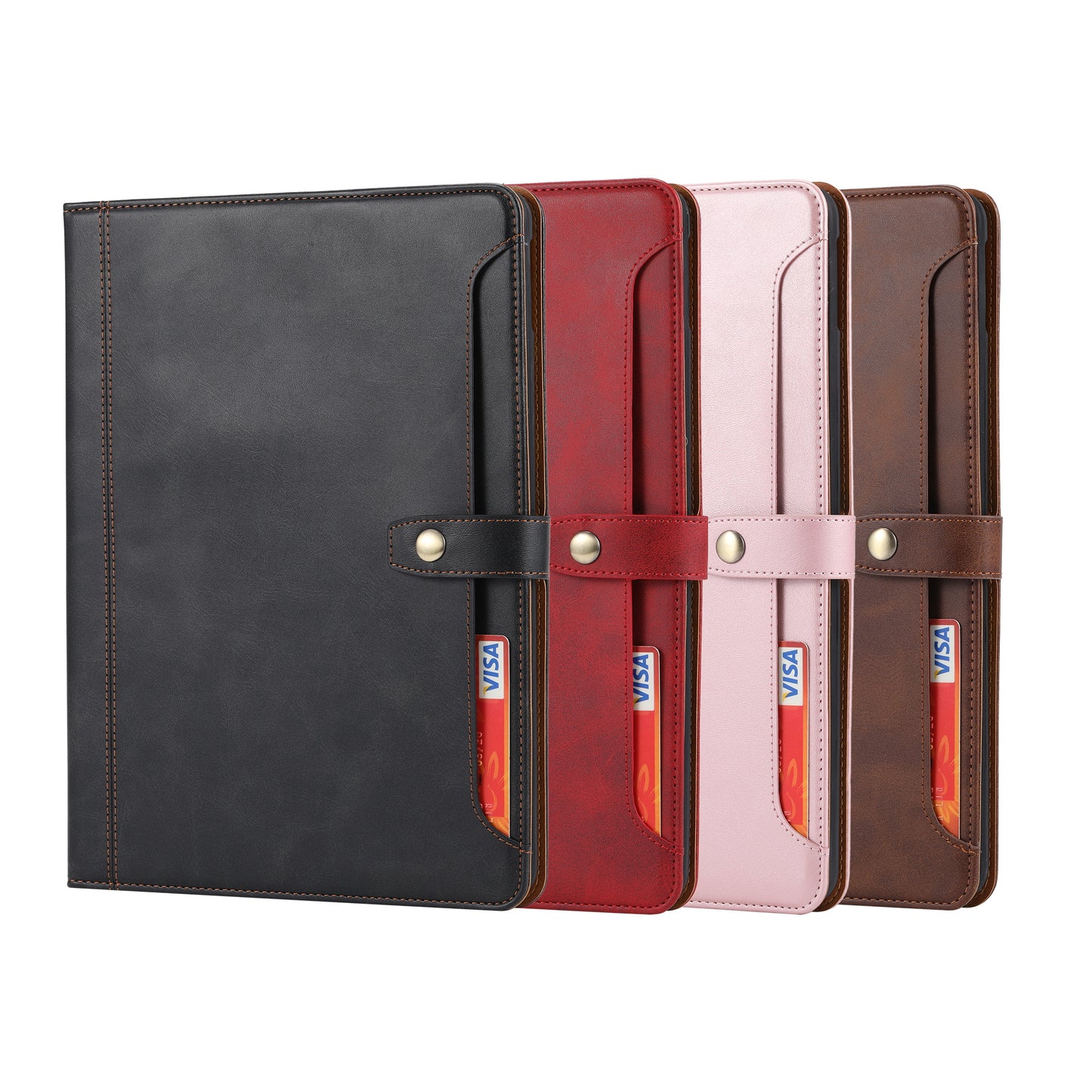 Buckle Retro Leather iPad 8 Case Stand Multi-card Slots