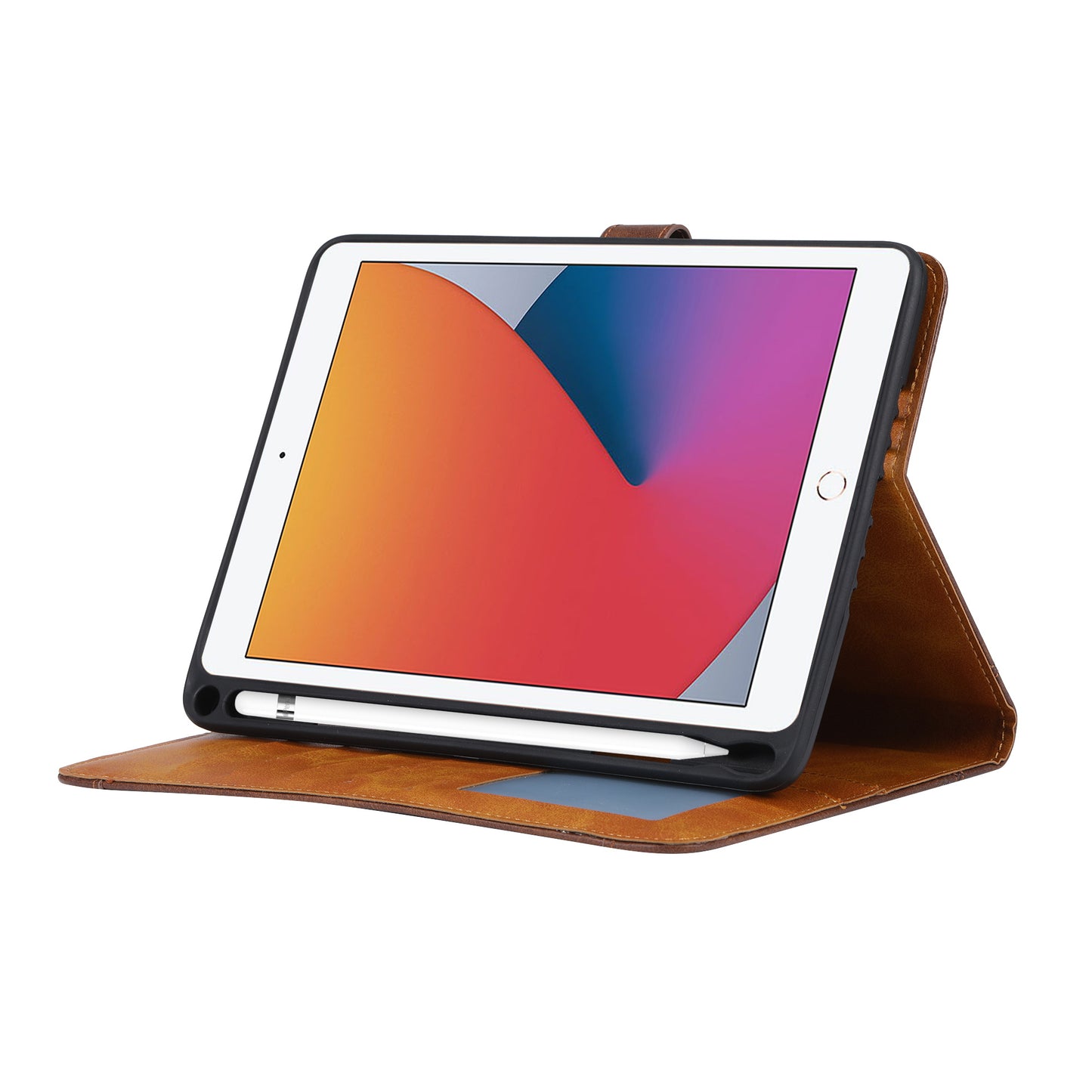 Buckle Retro Leather iPad 8 Case Stand Multi-card Slots