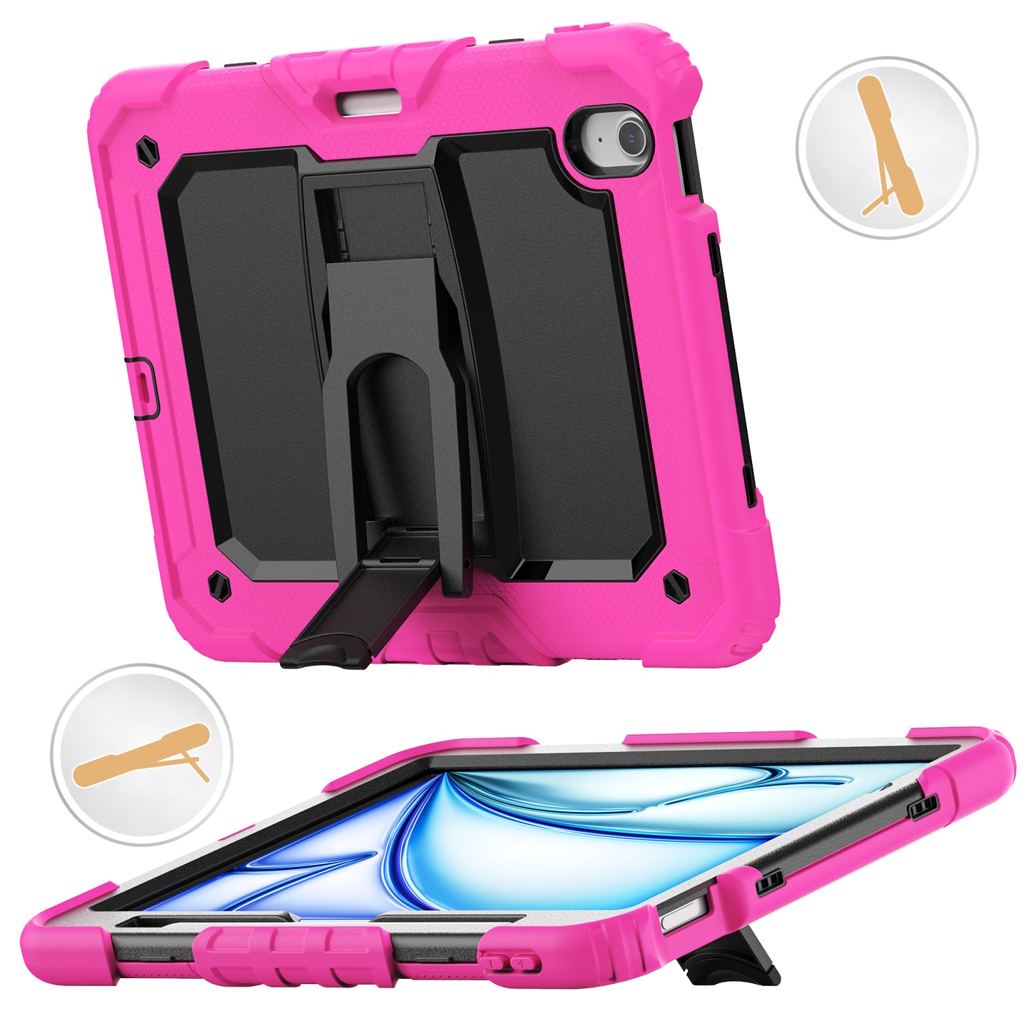 Kickstand Built-in Screen Protector iPad Air 11 (2024) Case Shoulder Strap