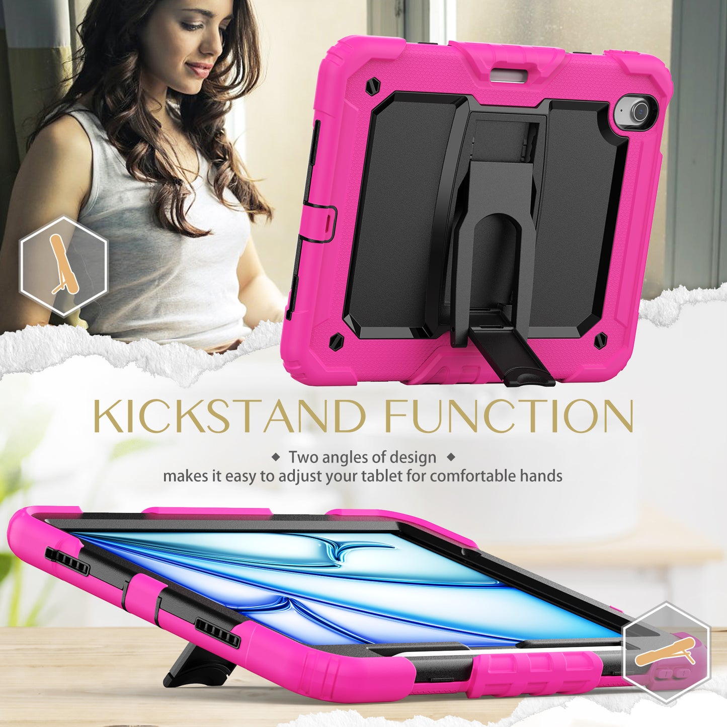 Kickstand Built-in Screen Protector iPad Air 11 (2024) Case Shoulder Strap