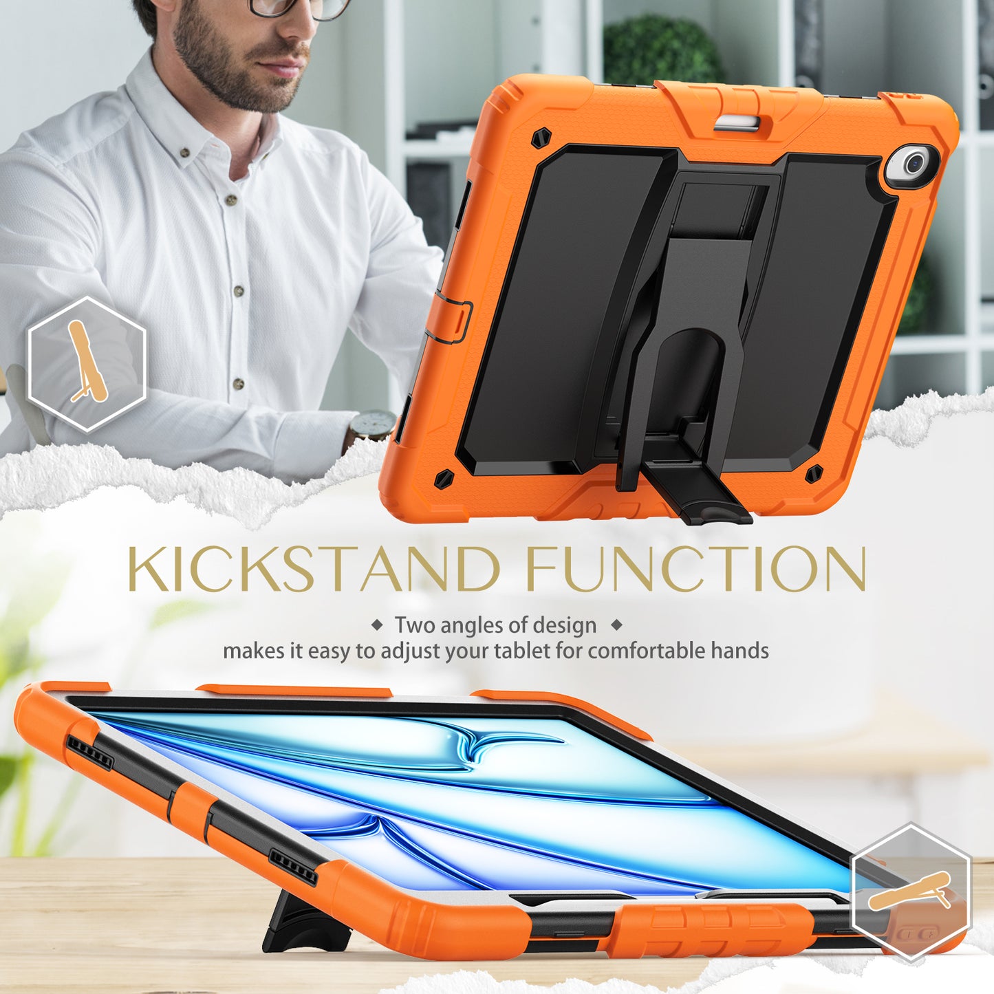 Kickstand Built-in Screen Protector iPad Air 6 13" Case Shoulder