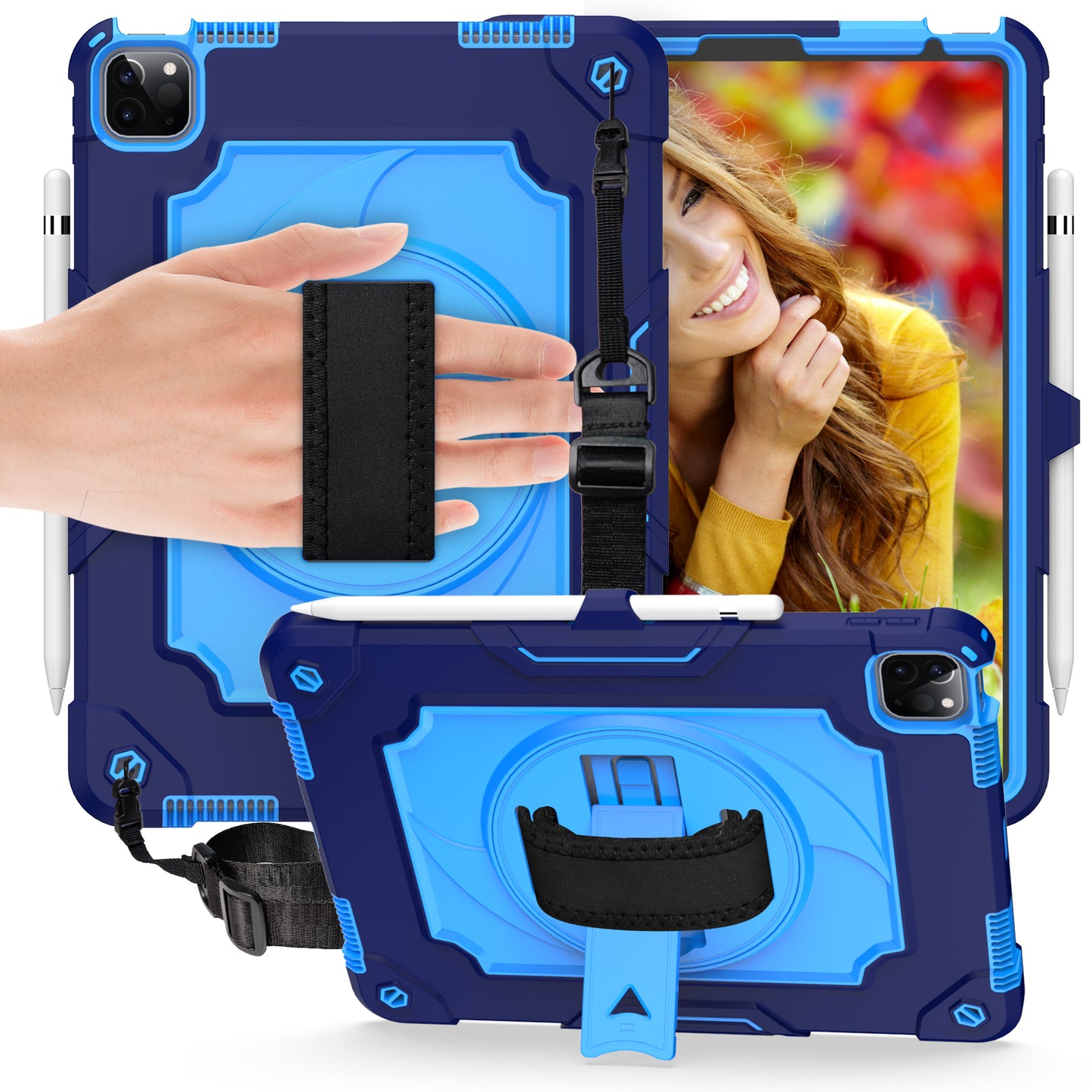 Darts Rotation iPad Air 4 Case Supper Protection Hand Strap