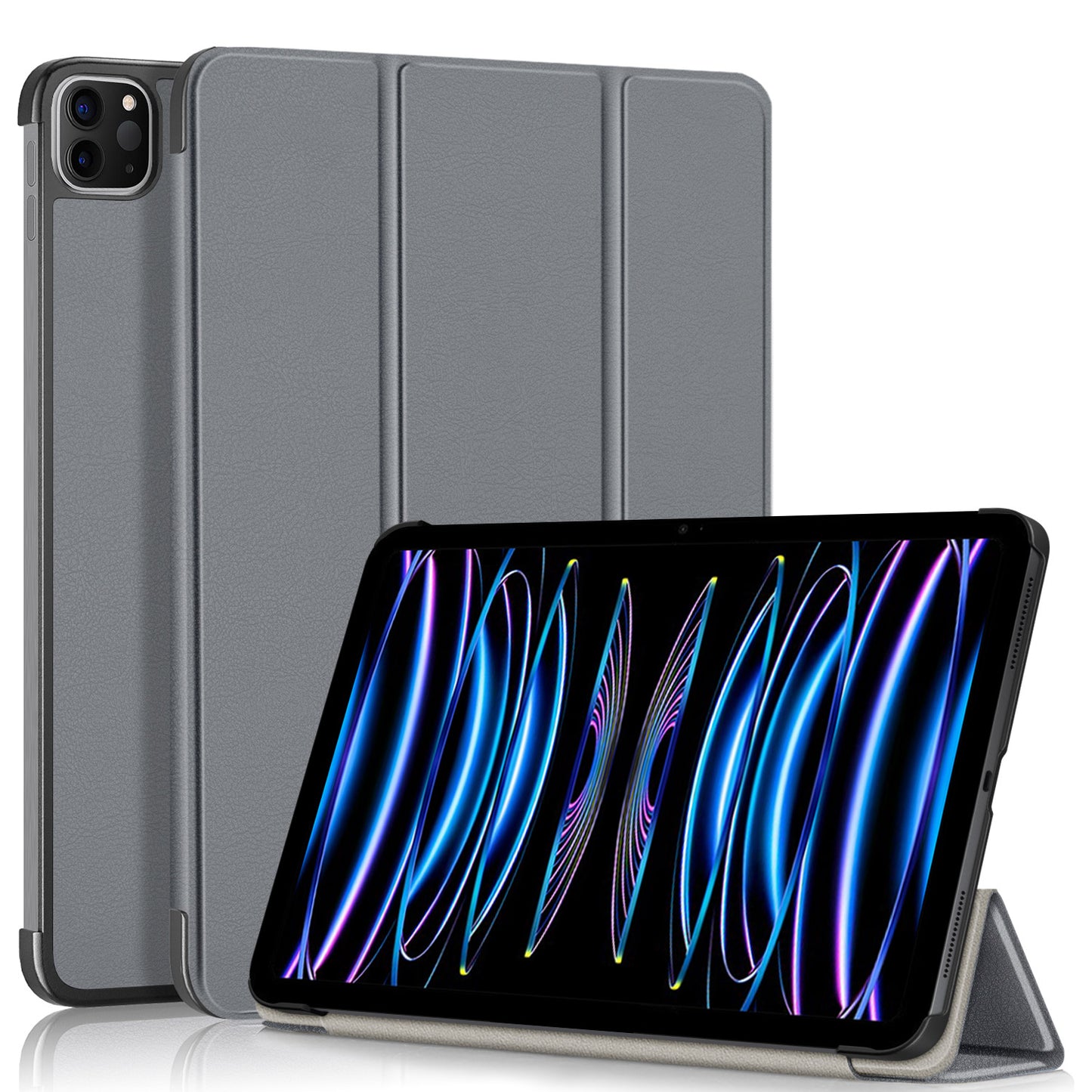 Tri-fold Caster Leather Apple iPad Pro 11 (2024) Case Hard Shell Slim