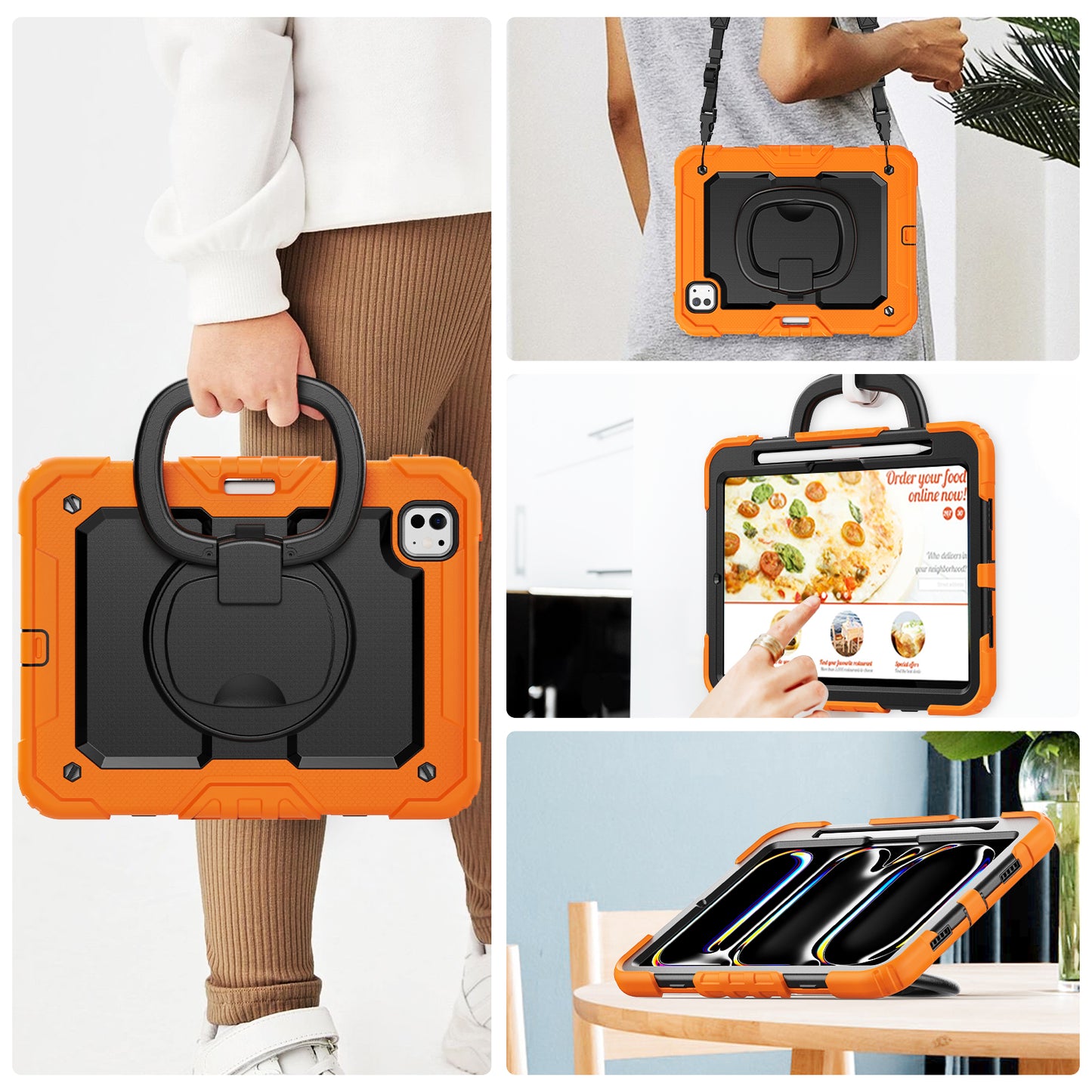 Tough Handle Grip Hook iPad Pro 11 (2024) Case Rotatable Stand