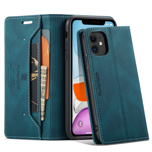 Luxury Retro Leather iPhone 11 Pro Case Magnetic Buckle RFID