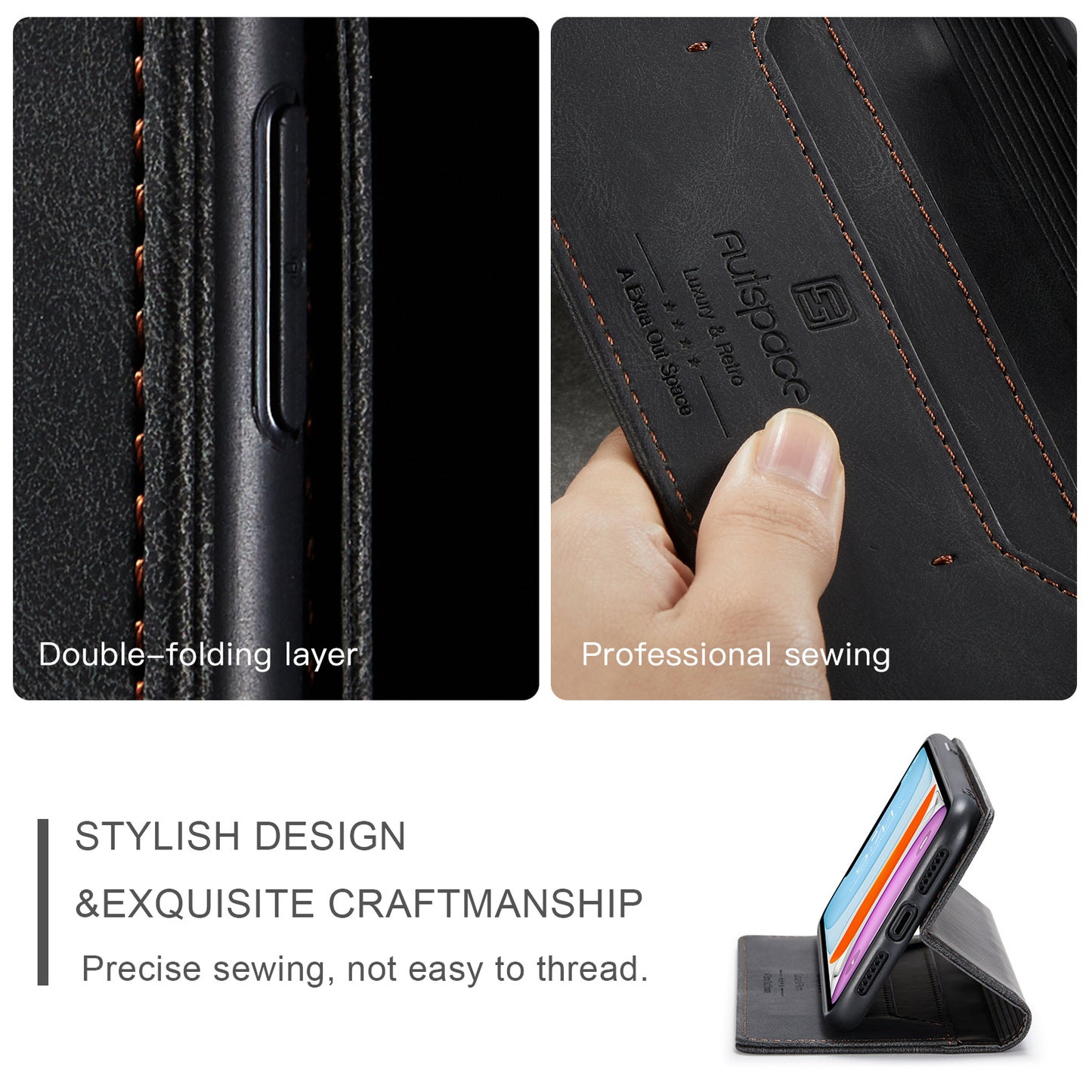 Luxury Retro Leather iPhone 11 Case Magnetic Buckle RFID