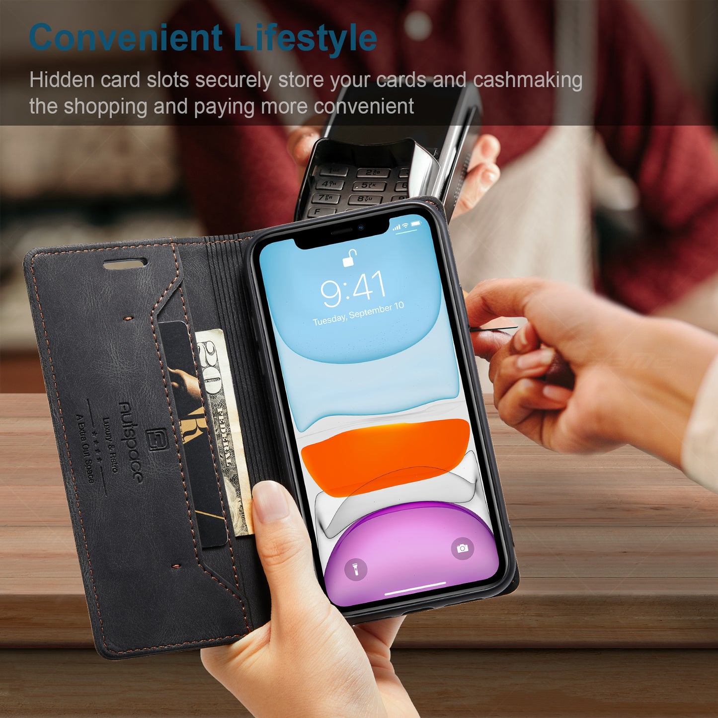 Luxury Retro Leather iPhone 11 Case Magnetic Buckle RFID