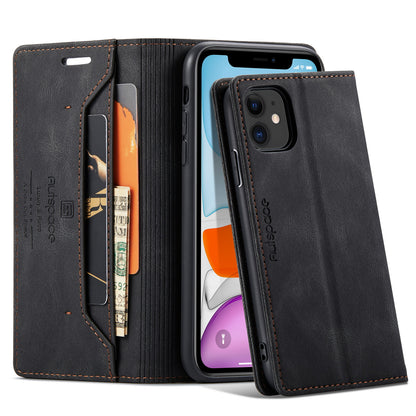 Luxury Retro Leather iPhone 11 Case Magnetic Buckle RFID