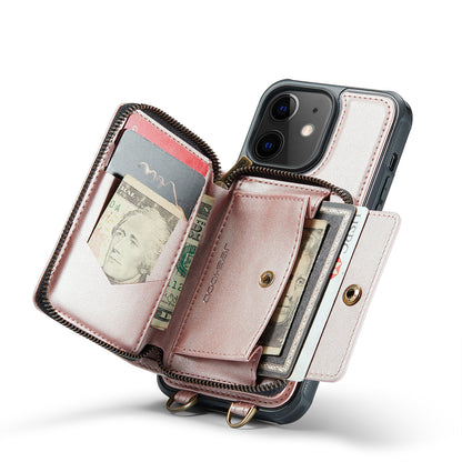 Zipper Card Holder iPhone 11 Case with Shoulder Hand Strap