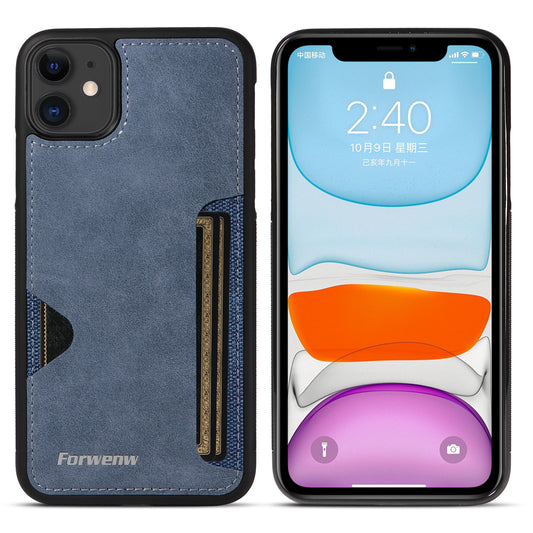 Insert Card Slot Leather Skin iPhone 11 Pro Case Back