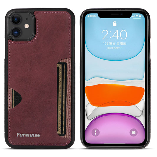 Insert Card Slot Leather Skin iPhone 11 Case Back