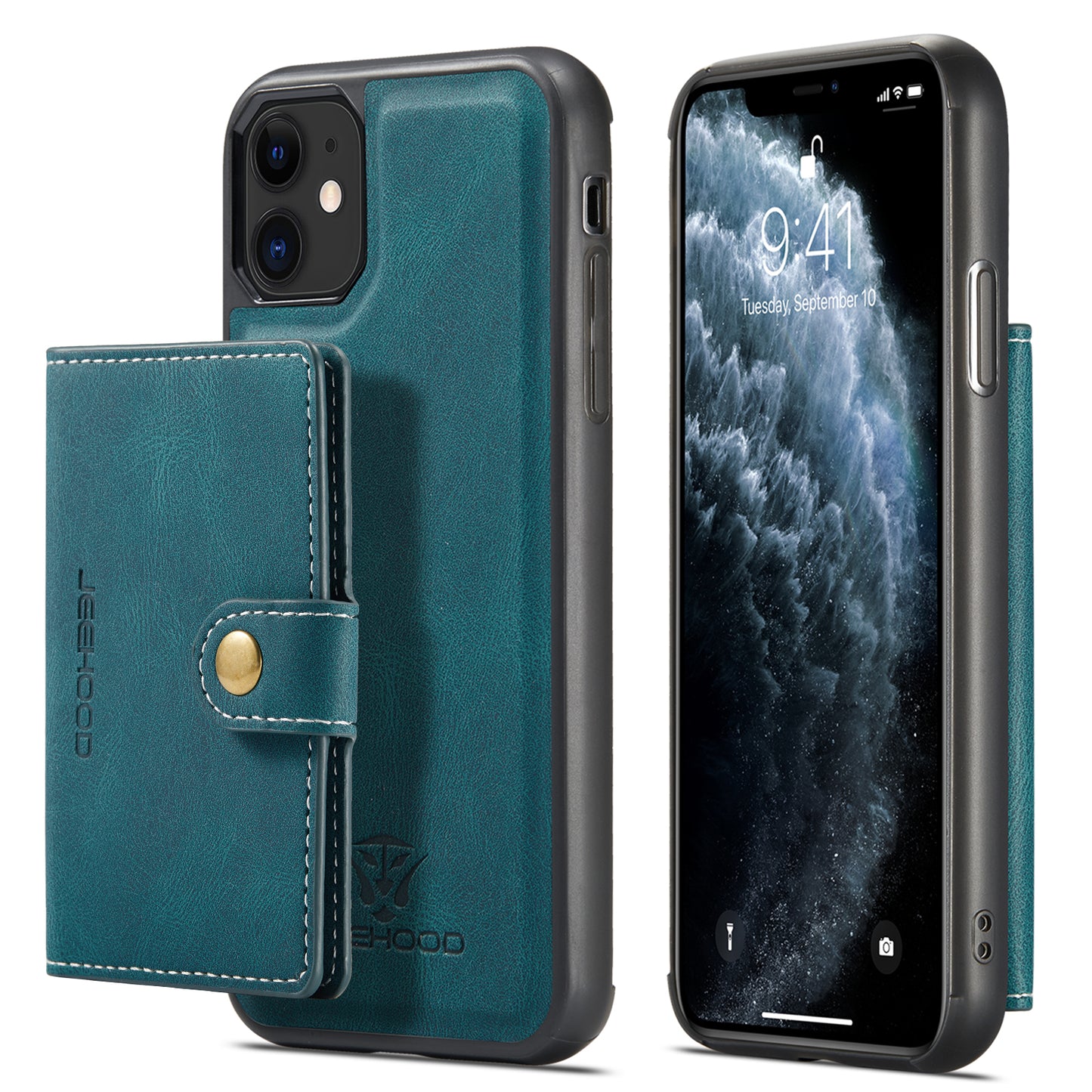 Magnetic Detachable Card Holder iPhone 11 Pro Case Leather Flip