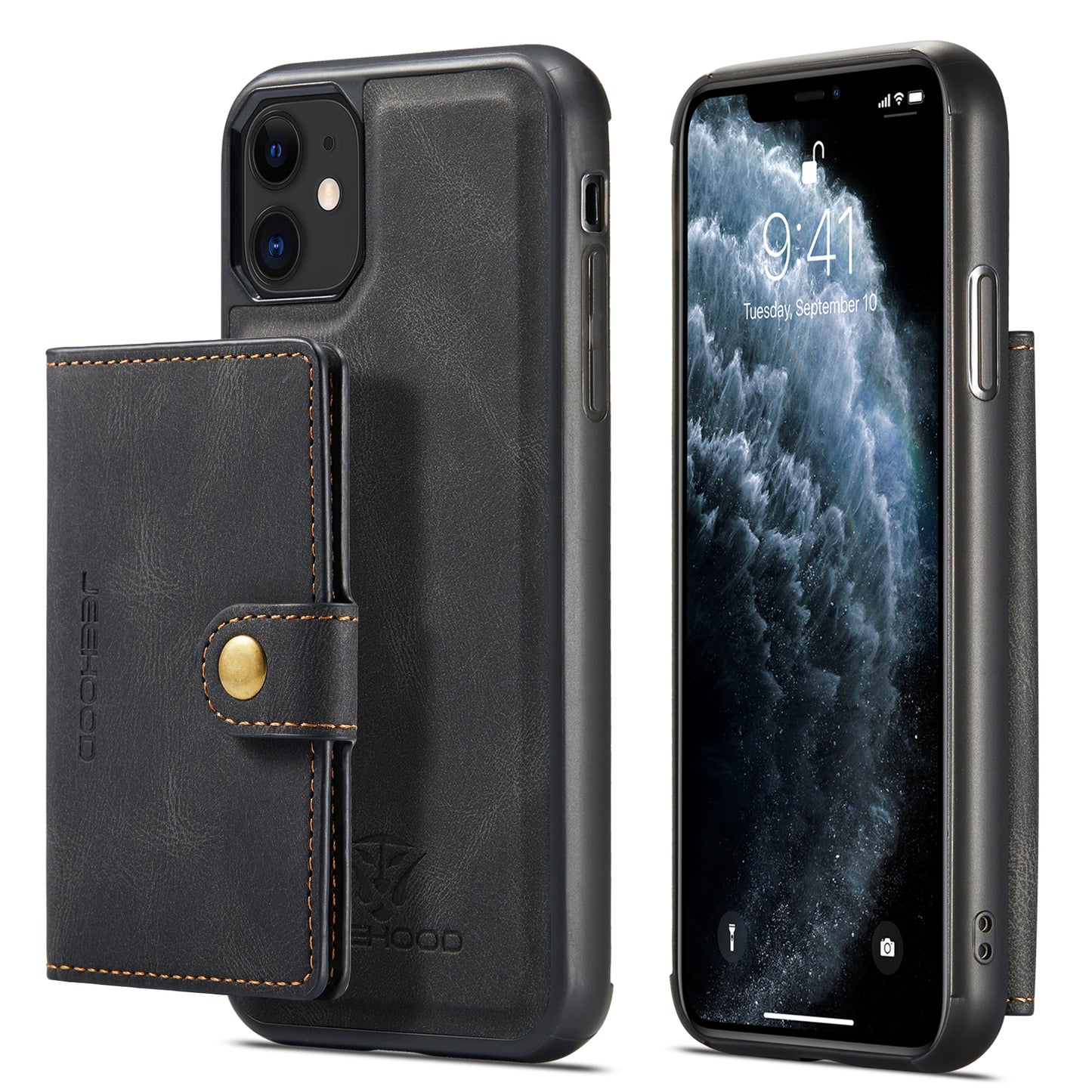 Magnetic Detachable Card Holder iPhone 11 Pro Case Leather Flip