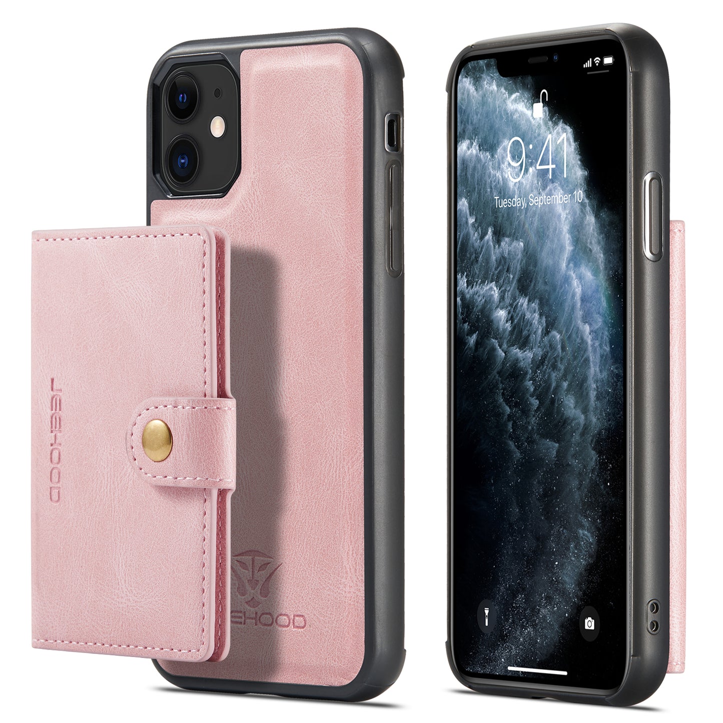 Magnetic Detachable Card Holder iPhone 11 Pro Case Leather Flip