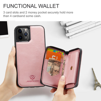 Magnetic Removable Zipper Wallet iPhone 11 Case Leather Back