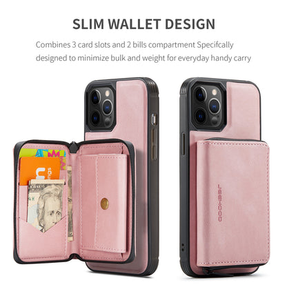 Magnetic Removable Zipper Wallet iPhone 11 Case Leather Back