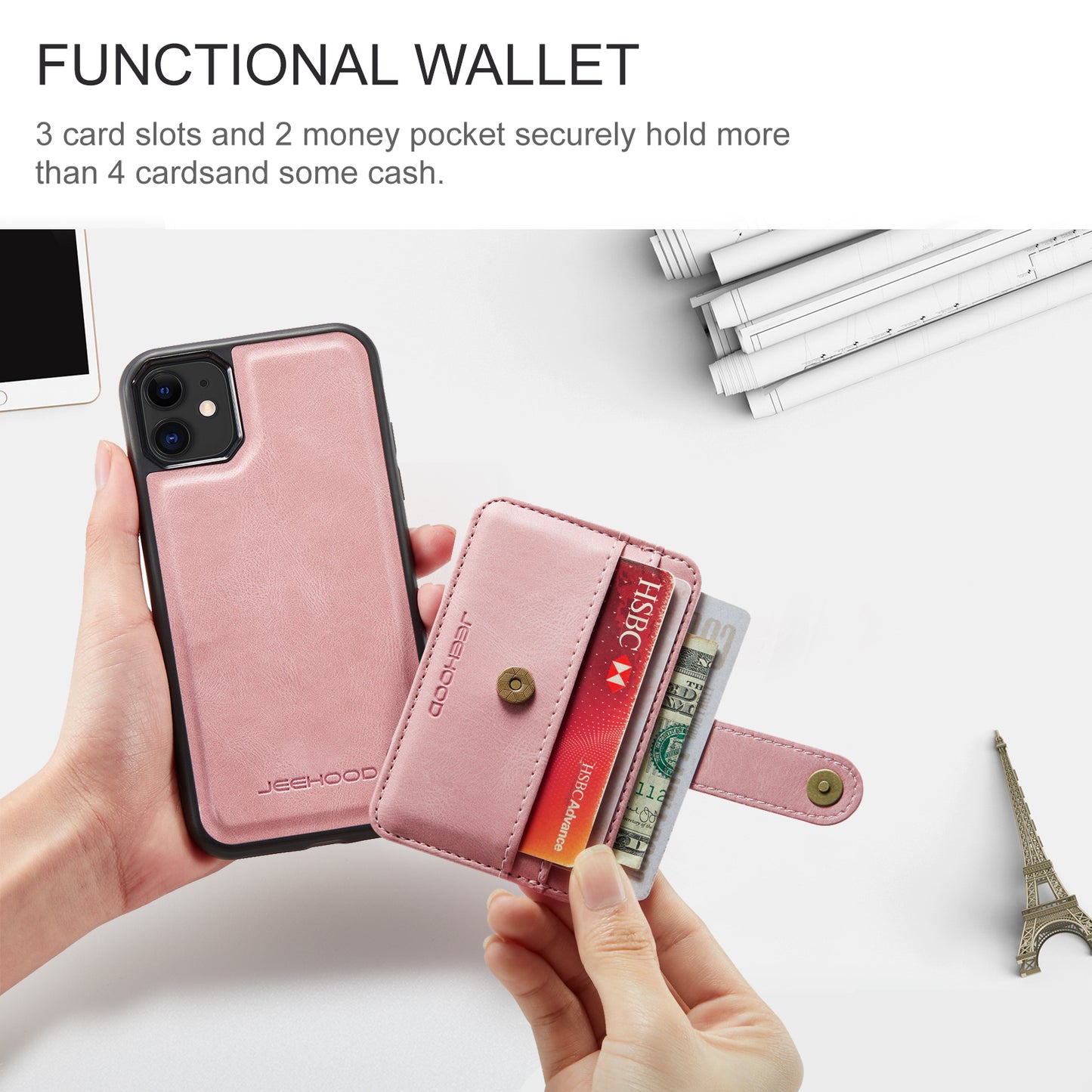 Powerful Magnetic Card Holder iPhone 11 Pro Max Case Detachable