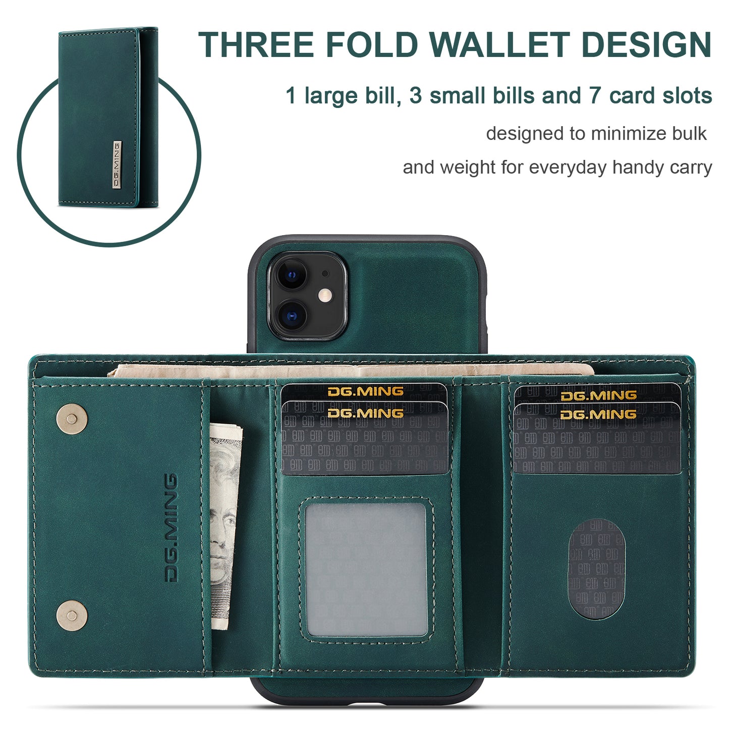 Retro Detachable Fold Wallet iPhone 11 Case Magnetic Clip