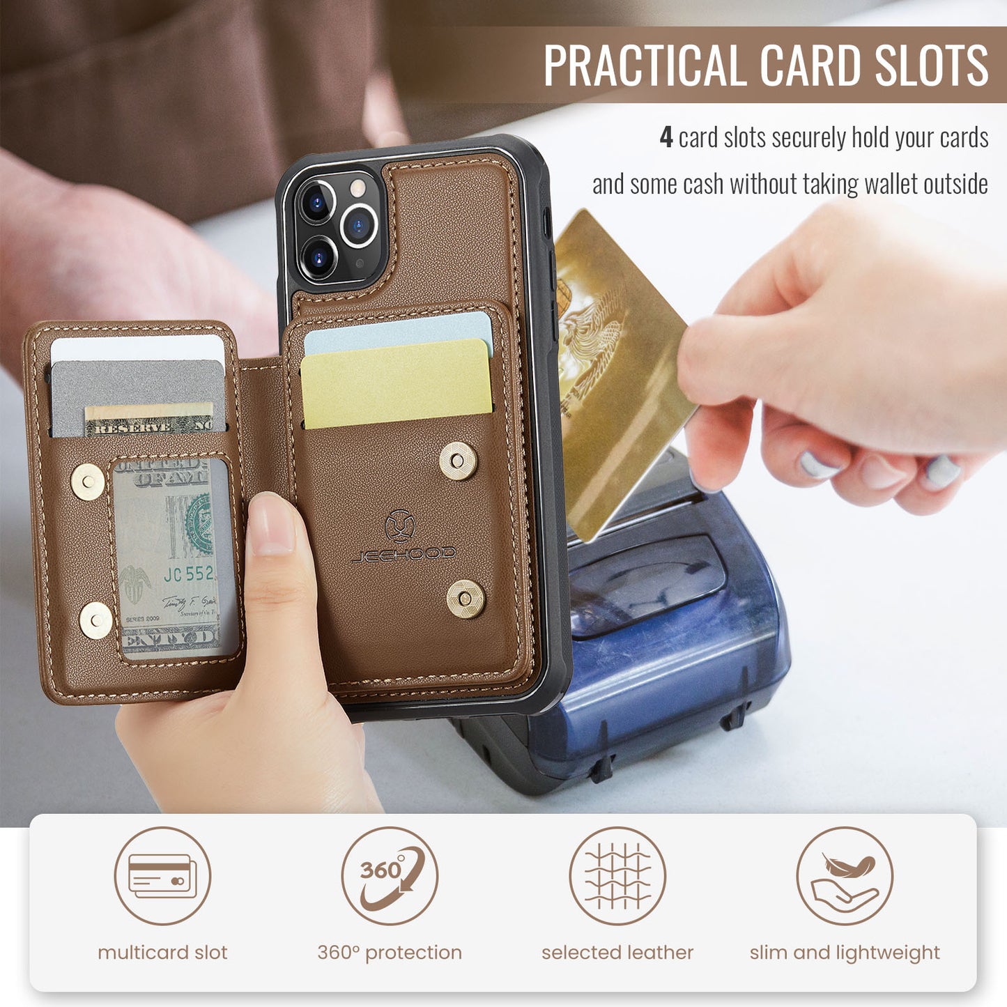 Magnetic Card Holder iPhone 11 Pro Case Detachable RFID Blocking