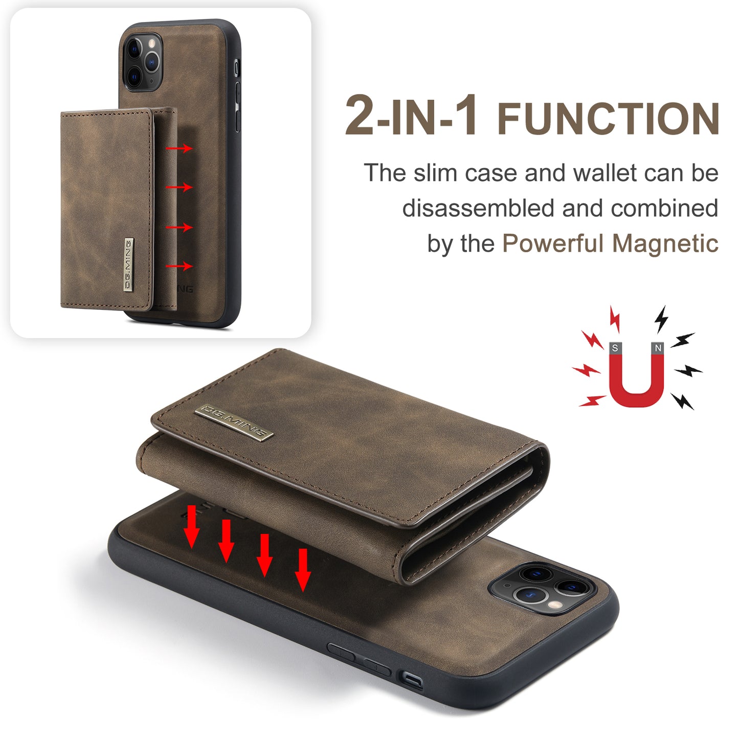 Retro Detachable Fold Wallet iPhone 11 Pro Case Magnetic Clip