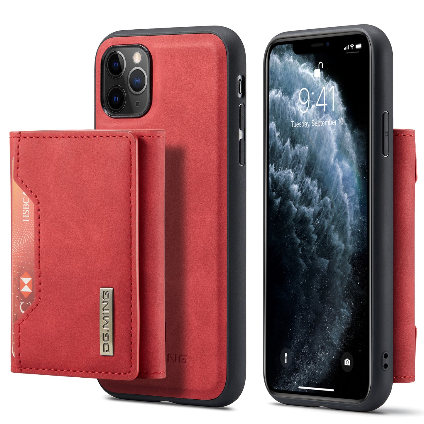 Retro Detachable Fold Card Holder iPhone 11 Pro Case Magnetic Clip