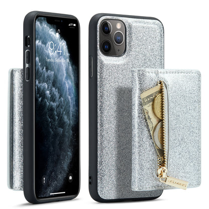 Glitter Leather 2-in-1 Wallet Zipper iPhone 11 Pro Case Detachable