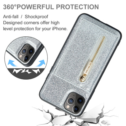 Glitter Leather 2-in-1 Wallet Zipper iPhone 11 Pro Case Detachable