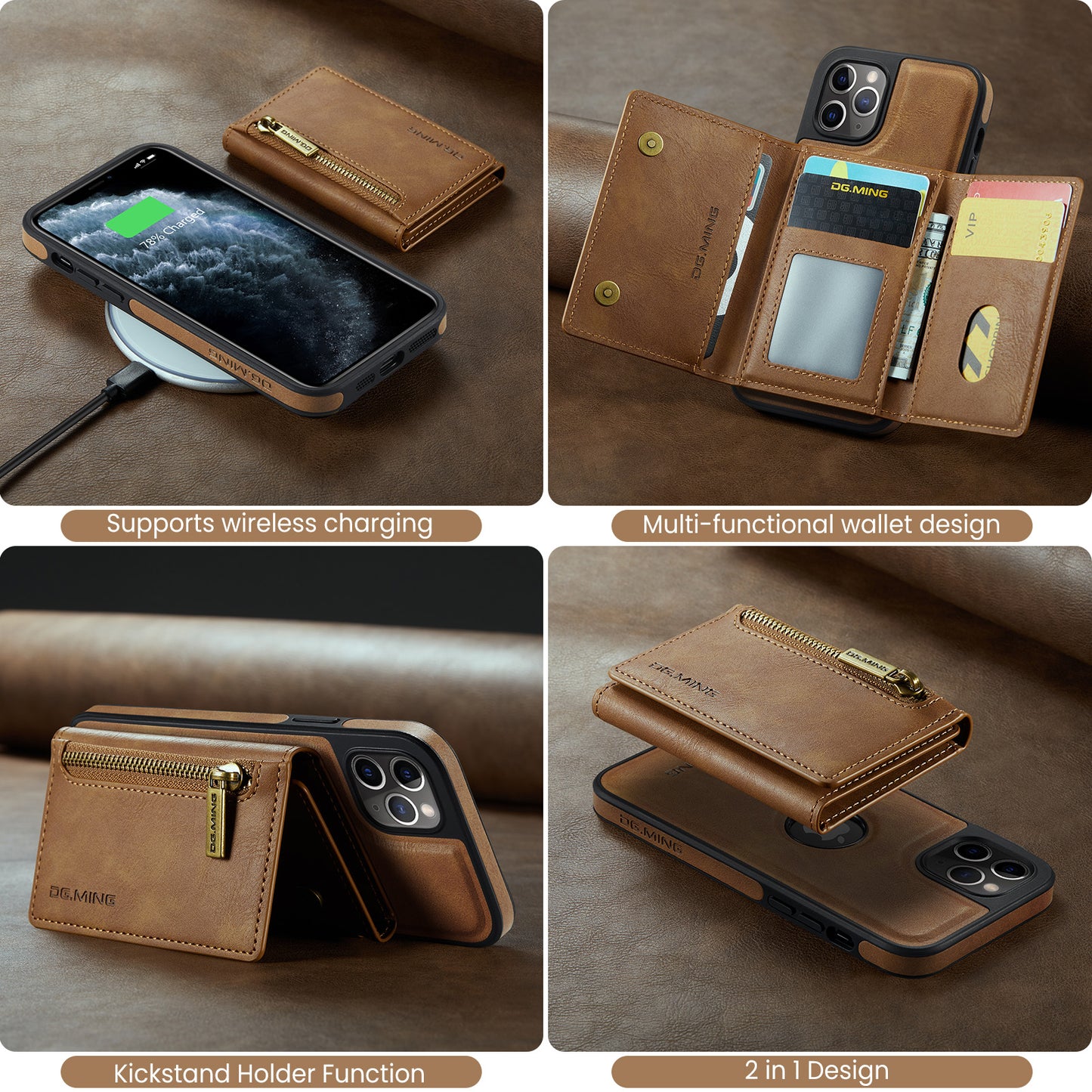 Wallet Detachable Tri-fold iPhone 11 Pro Case Muilti Card Slots