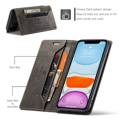 Luxury Retro Leather iPhone 11 Pro Max Case Magnetic Buckle RFID