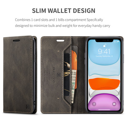 Luxury Retro Leather iPhone 11 Pro Max Case Magnetic Buckle RFID