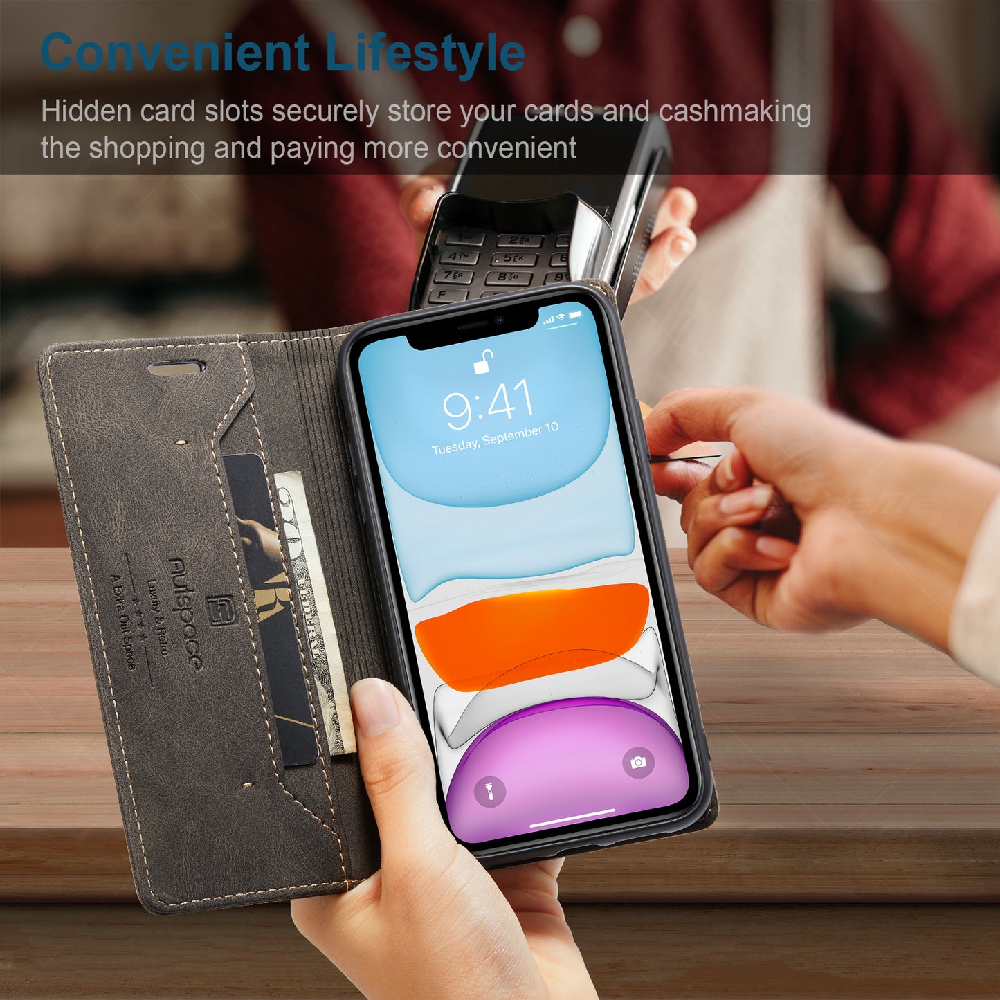 Luxury Retro Leather iPhone 11 Pro Max Case Magnetic Buckle RFID