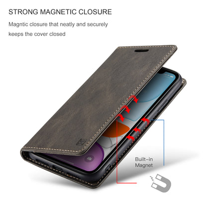 Luxury Retro Leather iPhone 11 Pro Max Case Magnetic Buckle RFID