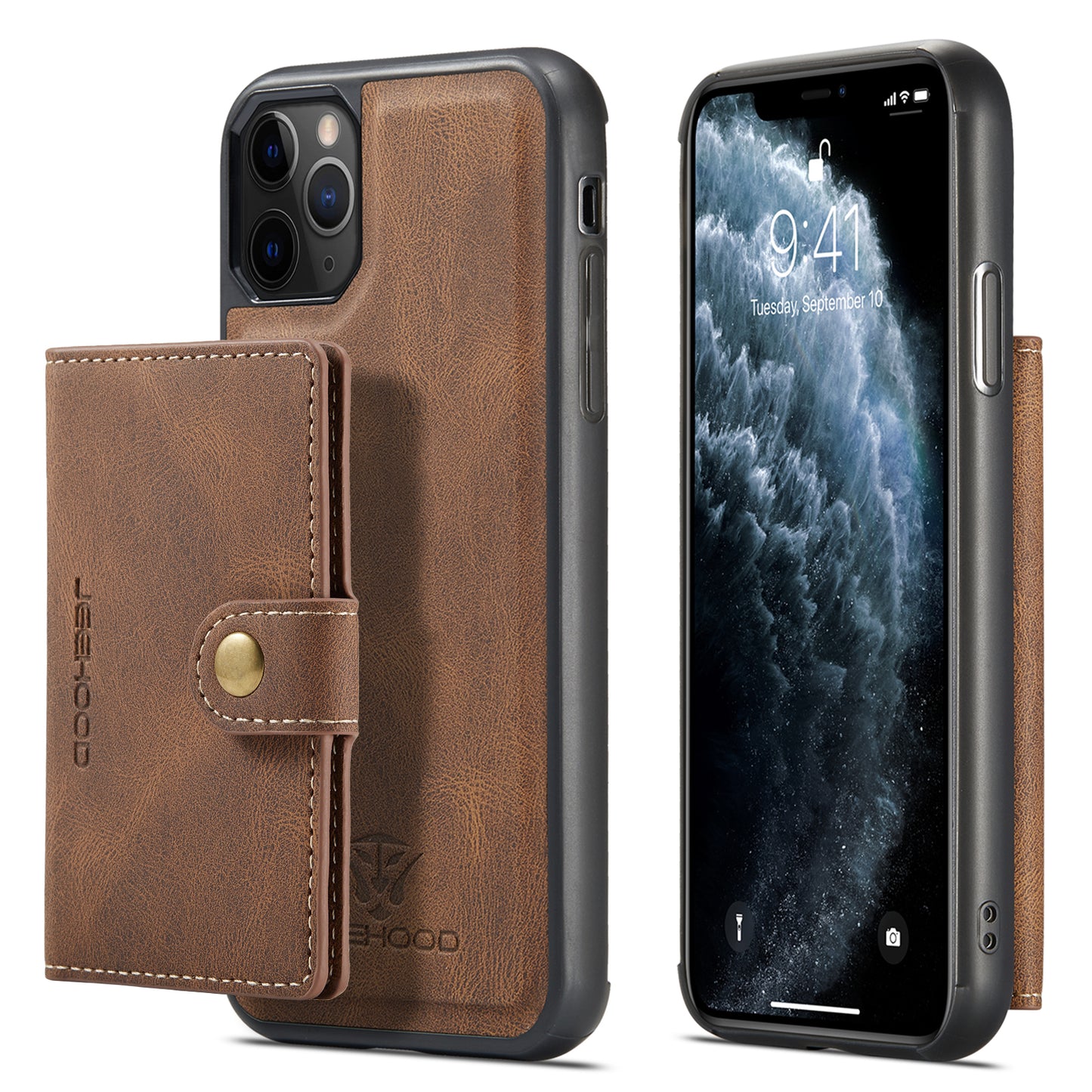 Magnetic Detachable Card Holder iPhone 11 Pro Max Case Leather Flip