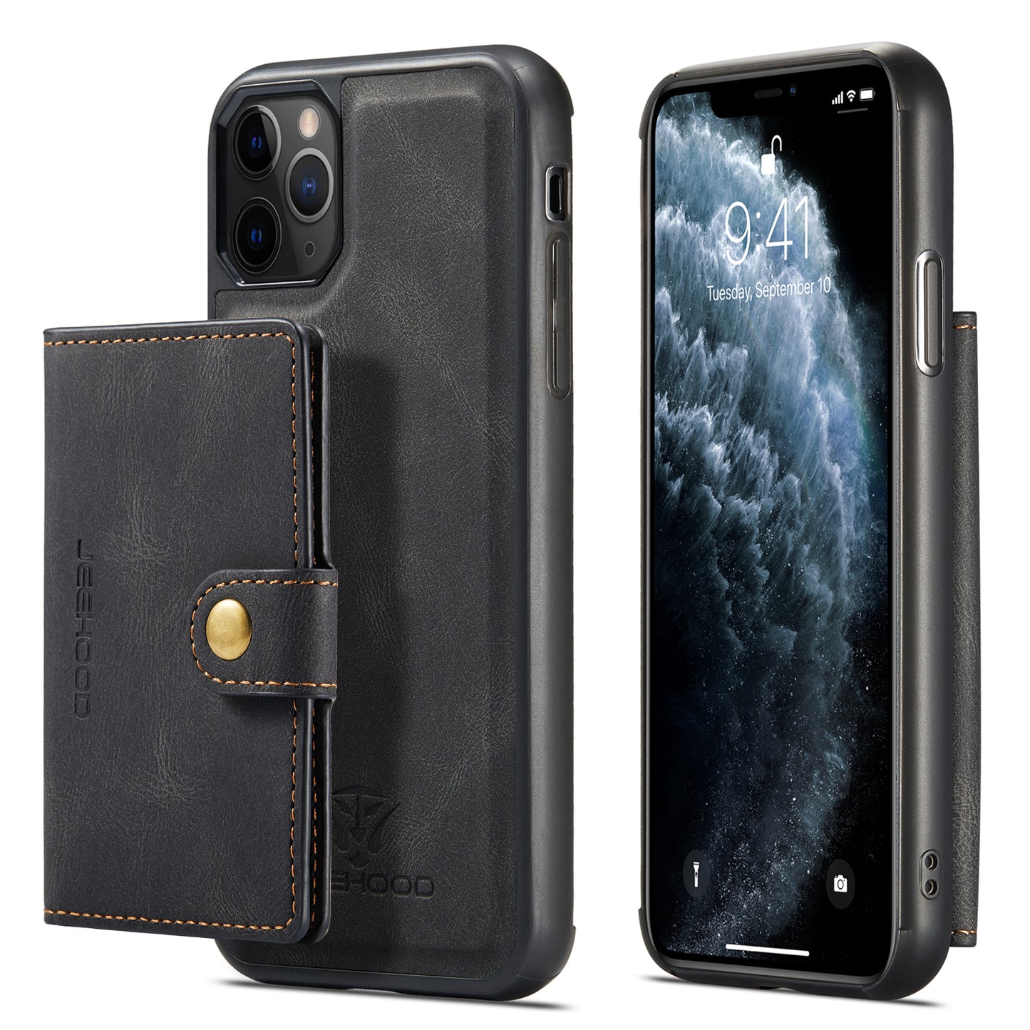 Magnetic Detachable Card Holder iPhone 11 Pro Max Case Leather Flip