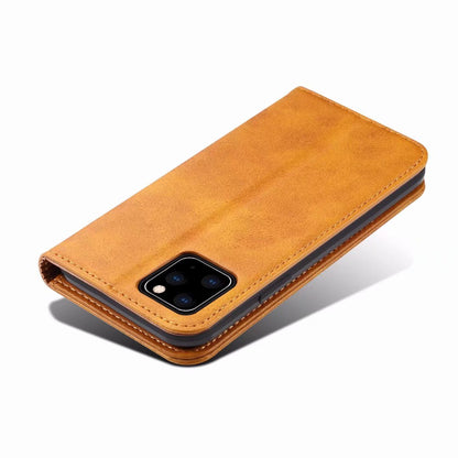 Calfskin Simple Wallet iPhone 11 Pro Case RFID Magnetic