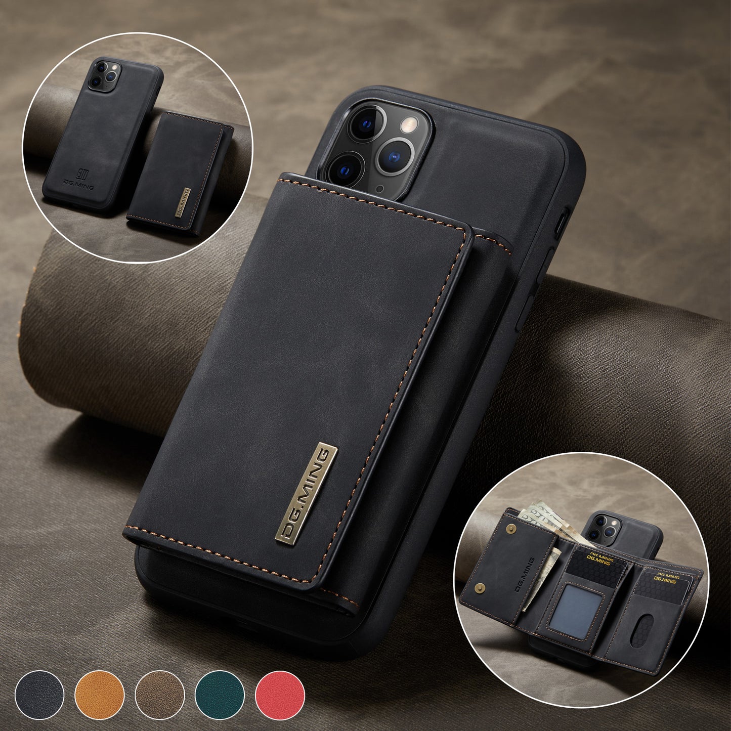 Retro Detachable Fold Wallet iPhone 11 Pro Max Case Magnetic Clip