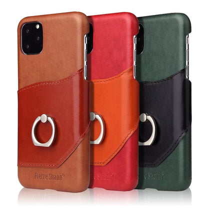 Knight Crow Genuine Leather iPhone 11 Pro Max Case Ring Holder