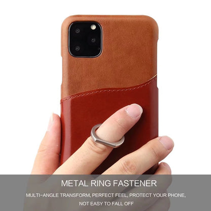 Knight Crow Genuine Leather iPhone 11 Pro Max Case Ring Holder