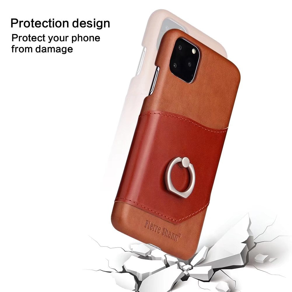 Knight Crow Genuine Leather iPhone 11 Pro Max Case Ring Holder