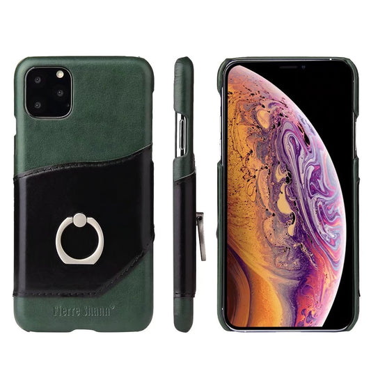 Knight Crow Genuine Leather iPhone 11 Pro Max Case Ring Holder