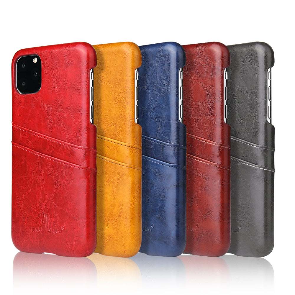 Oil Waxed Leather Card Holder iPhone 11 Pro Max Case Back